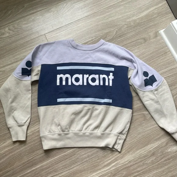 Isabel Marant Etoile Colorblock Gallian Sweater Light Blue Sz 40/L - Picture 9 of 15